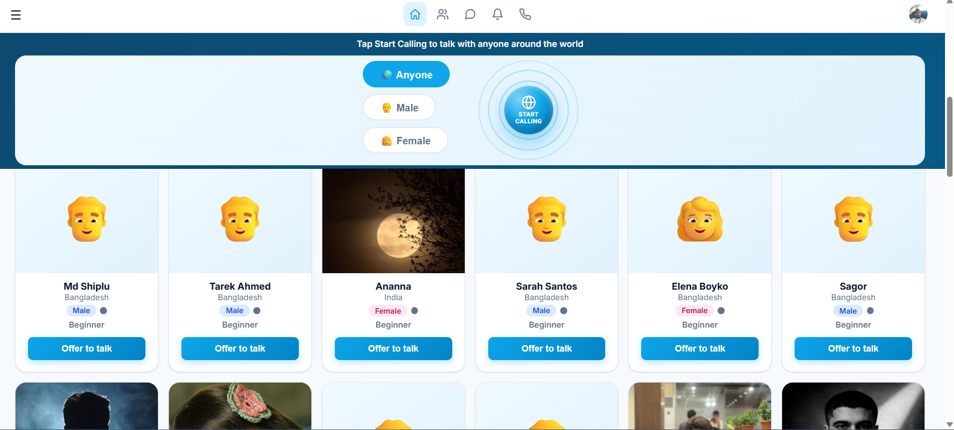 Screenshot of the English Speaklya website